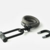 tex–lock eyelet in electric grey, size S, wrapped into each other with X-lock at the end of the rope, shorter U-lock bow next to it