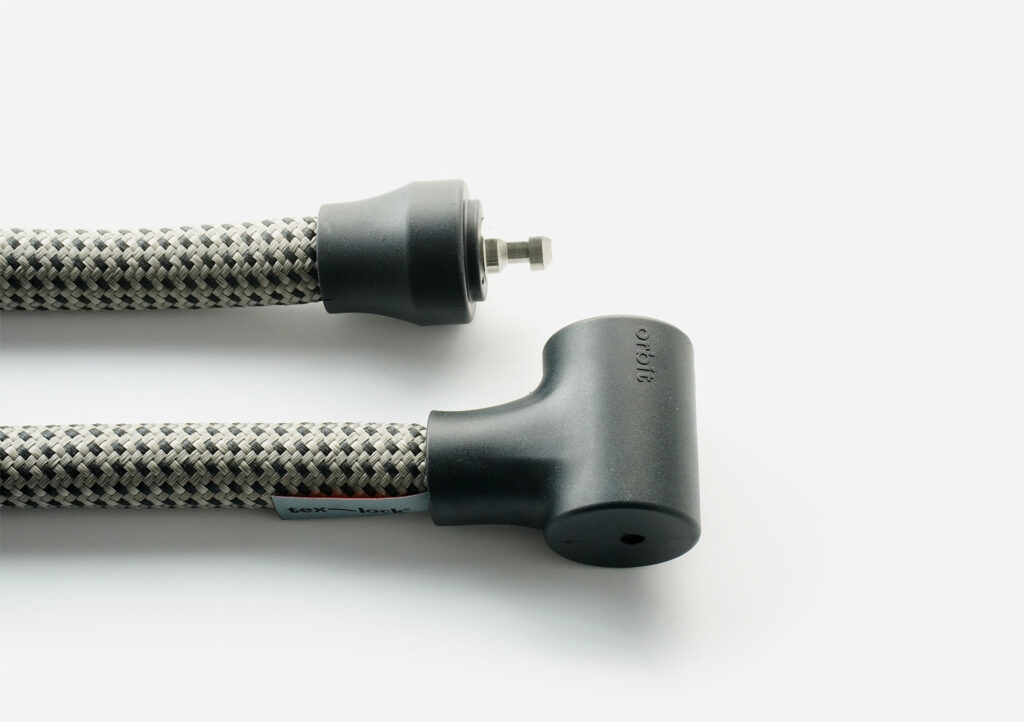 tex–lock orbit in electric grey with open locking bolt and lock body