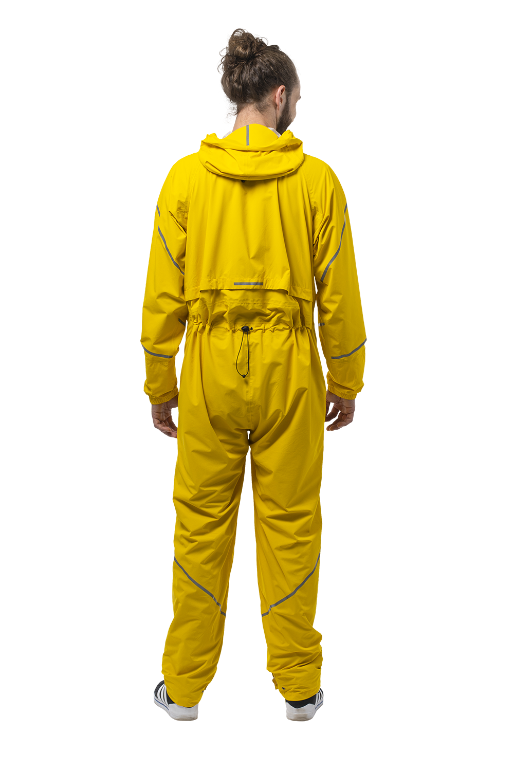 raijn men sunflower yellow Regenanzug von hinten